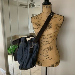 Thirty One Charcoal Tweed/Cocoa Brown Large Tote Bag